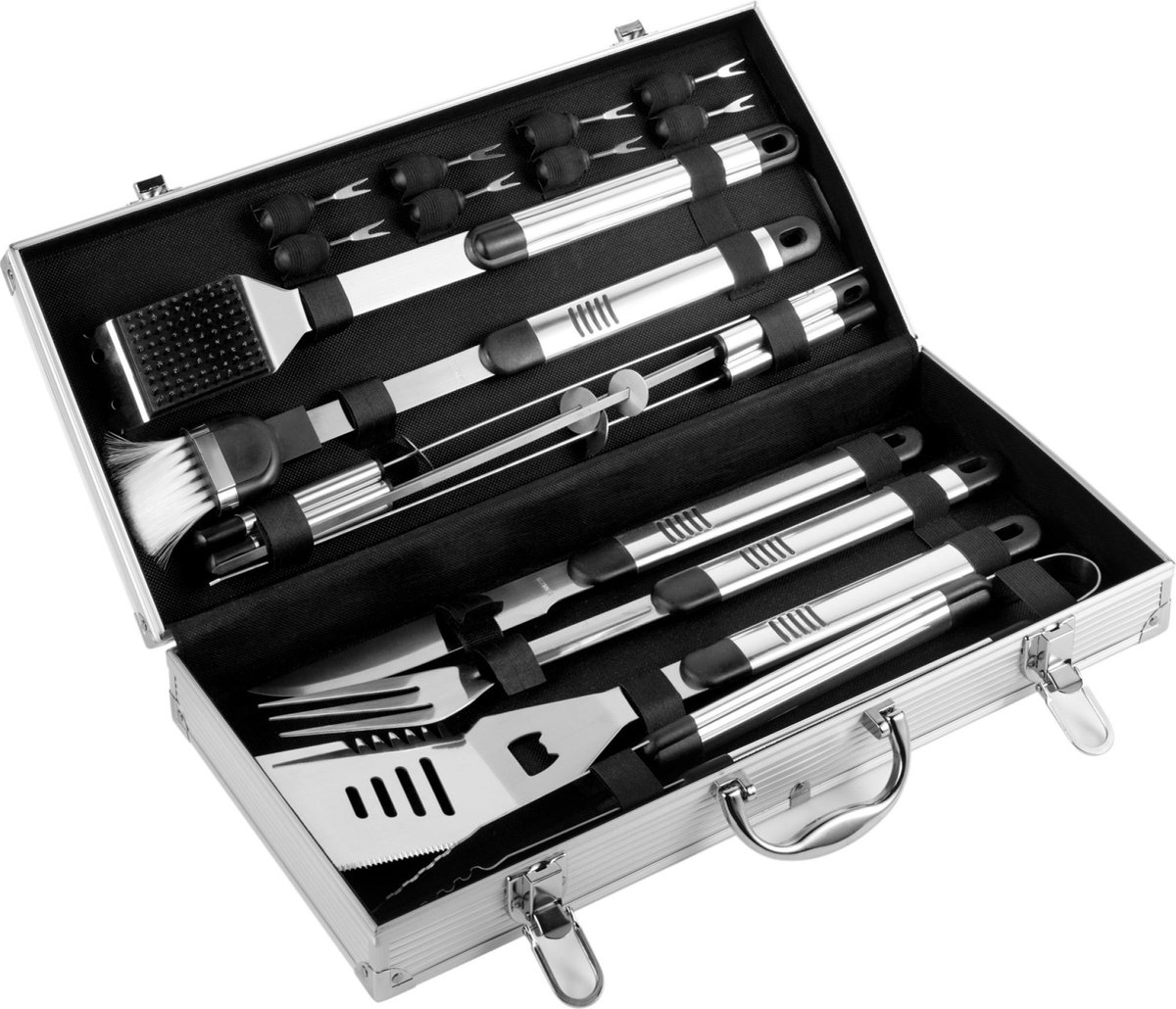 Luxe bbq set met 18 bbq accesoires - Koffer met barbecue gereedschap - RVS  /... | bol.com