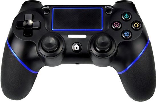 QY PS4-controller – Bluetooth Wireless Double-Shock 4 Controller voor PlayStation 4 – Zwart/Blauw