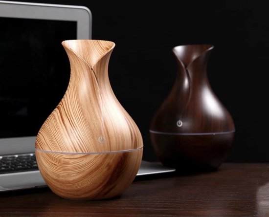 Aroma Diffuser - Luchtbevochtiger Aroma Therapie + NEUTRIHERBS Olie 10 ML - Vernevelaar – Verstuiver – Donkerbruin