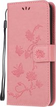 Roze vlinder agenda book case hoesje Telefoonhoesje geschikt voor Samsung Galaxy S20 Plus
