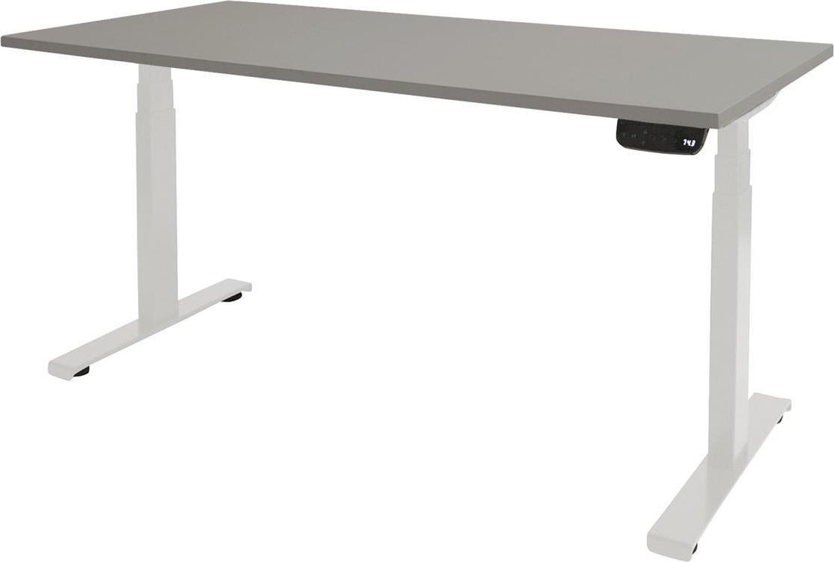 Zit Sta Bureau - T-poot Elek 160x80 grijs -wit frame