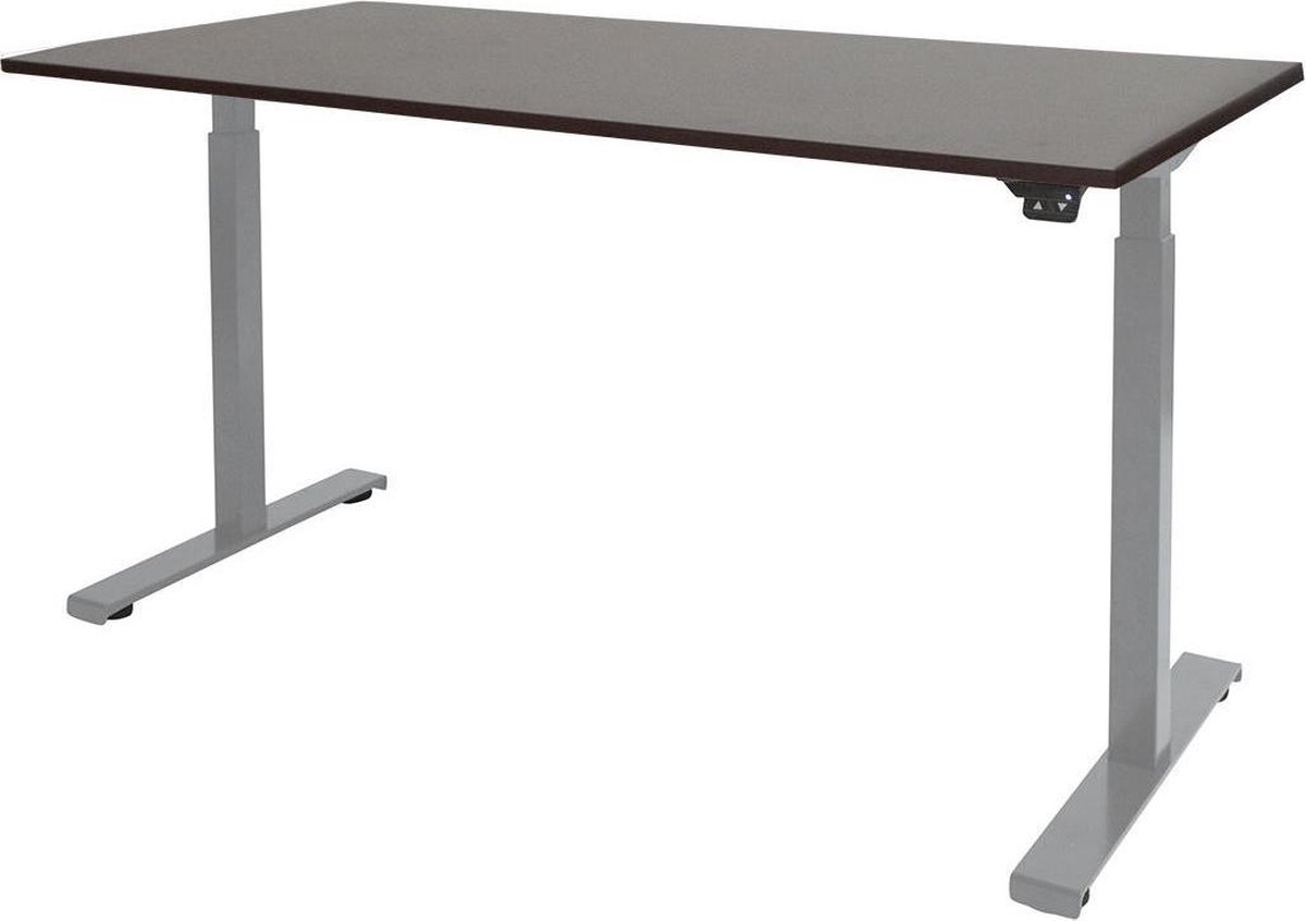 Schaffenburg Zit Sta Bureau - Elektrisch 180x90 logan -alu frame Aluminium (RAL9006)/Logan eiken