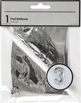 Creotime Folieballon Cijfer "3" 41 Cm Zilver