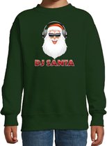 Foute kersttrui / sweater - DJ Santa / Kerstman - stoere groene kersttrui voor kinderen - kerstkleding / christmas outfit 9-11 jaar (134/146)