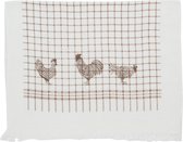 Clayre & Eef - Gastendoek - textielserie Landelijk - Kippen & Hanen - 40 x 60 cm - Zand