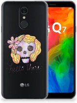 LG Q7 Silicone Back Case Boho Skull