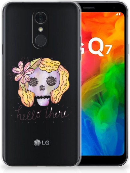 LG Q7 Silicone Back Case Boho Skull