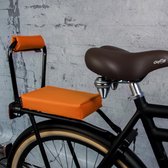 Complete Set : bagagedrager- fietskussen en rug-rolkussentje incl. voetsteuntjes en rugleuning Feestelijk Oranje