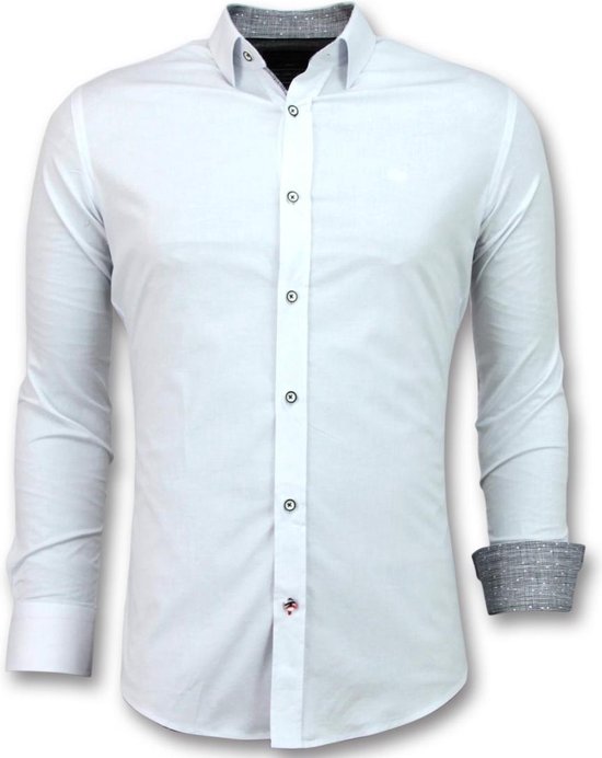 Tony Backer chemisier italien hommes - chemises slim fit - 3034 - chemises décontractées blanches hommes chemise taille 3XL