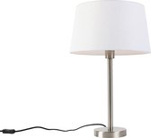 QAZQA simplo - Lampe de table avec abat-jour - 1 lumière - H 525 mm - Wit