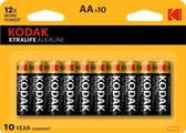 10 x Kodak Xtralife Alkaline AA batterijen