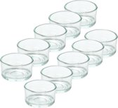 10x Theelichthouders/waxinelichthouders van glas 4,2 x 3 cm - Glazen kaarsenhouders - Woondecoraties