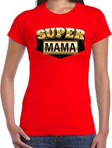 Super mama cadeau t-shirt rood voor dames S