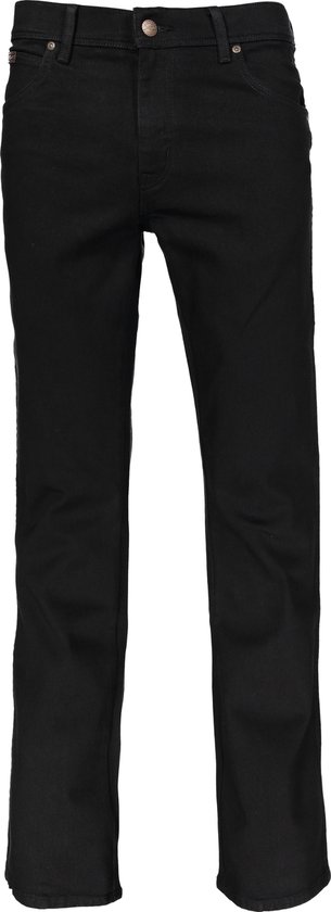 Zwarte Wrangler jeans met leren label.