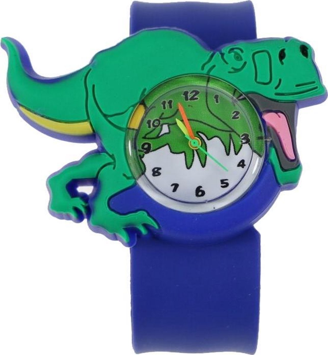 Fako® - Kinderhorloge - Slap On Mini - Dinosaurus - Blauw/Groen - Fako®