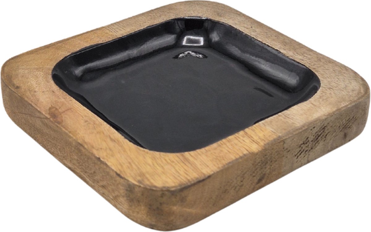 Deco4yourhome® - Schaaltje - Epoxy - Amberblokjes - Zwart - Black - Vierkant