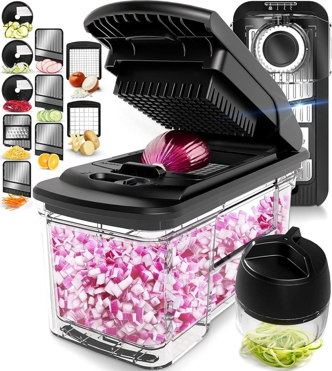 Groentehakselaar mandolijnsnijmachine kaasrasp Multi Blade Franse frituursnijder veggie Dicer Inclusief handheld spiralizer keukengadgets
