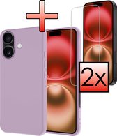 Coque Compatible avec iPhone 16, Coque Arrière en Siliconen avec 2 Protecteurs d'écran - Lilas