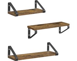 MIRA Home - Wandplank - zwevende plank - Bruin - Hout - 12x40x11