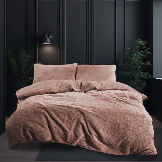 Eleganzzz Dekbedovertrek Teddy Pluche - Light Pink - Teddy Dekbedovertrek - Dekbedovertrek 200x200/220cm - Tweepersoons dekbedovertrekken - 200x220cm - Fluffy Dekbedovertrek