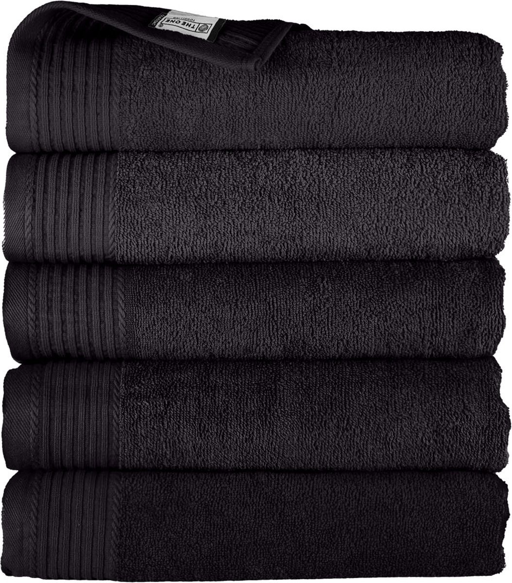 The One Towelling Hotelkwaliteit Handdoeken Set - 5 Stuks - 50 x 100 cm - 450 g/m2 - 100% Katoen - Zacht en Absorberend - Zwart
