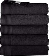 The One Towelling Hotelkwaliteit Handdoeken Set - 5 Stuks - 50 x 100 cm - 450 g/m2 - 100% Katoen - Zacht en Absorberend - Zwart