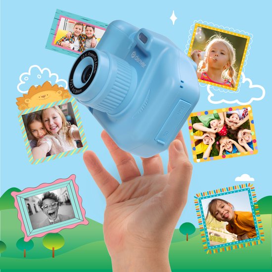 Denver Kindercamera Full HD met Printer - Selfie Camera - 48MP - Digitale Camera Kinderen - Foto en Video - Spelletjes - KPC1370 - Blauw