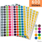 Puntstickers in 10 kleuren - 600 ronde stickers 12MM - Organisatie Stickers voor Planner, Kalender, DIY, Organisatie etc.