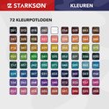 Overzicht van 72 Starkson kleurpotloden met nummers en kleurnamen.