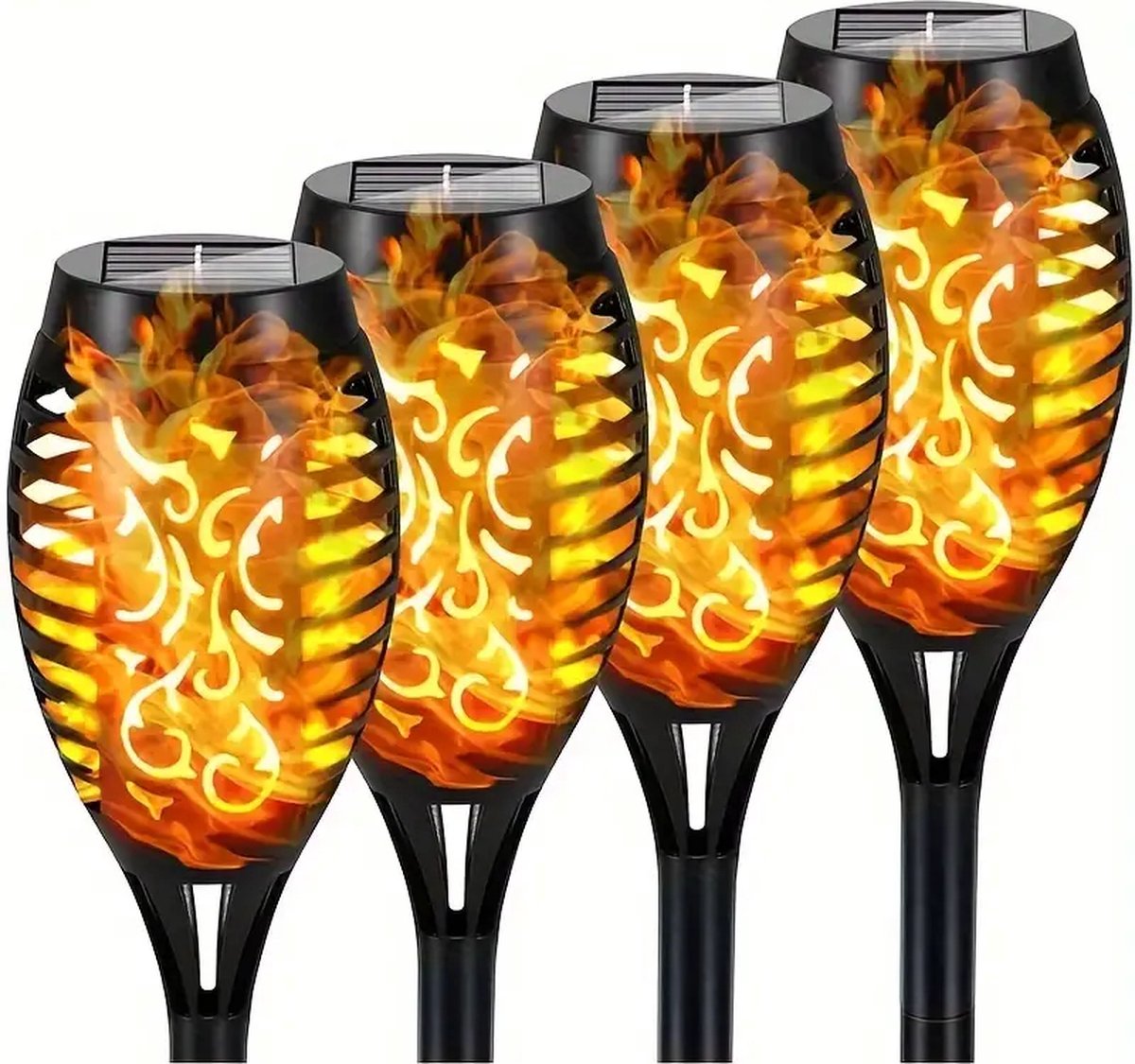 Merkloos Solar Tuinfakkels 4 stuks Tuinverlichting op Zonne energie 50 cm Hoog
