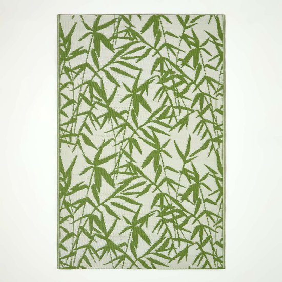 Homescapes Buitenkleed Vloerkleed – 120x180cm – Buitentapijt – Groen–Wit Tuinkleed – Tuintapijt – Omkeerbaar – Waterdicht & UV–bestendig – Gerecycled polypropyleen – "Zena"