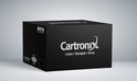 Zwarte Cartronix verpakking met logo en 'Listen | Navigate | Drive' op een grijze achtergrond.