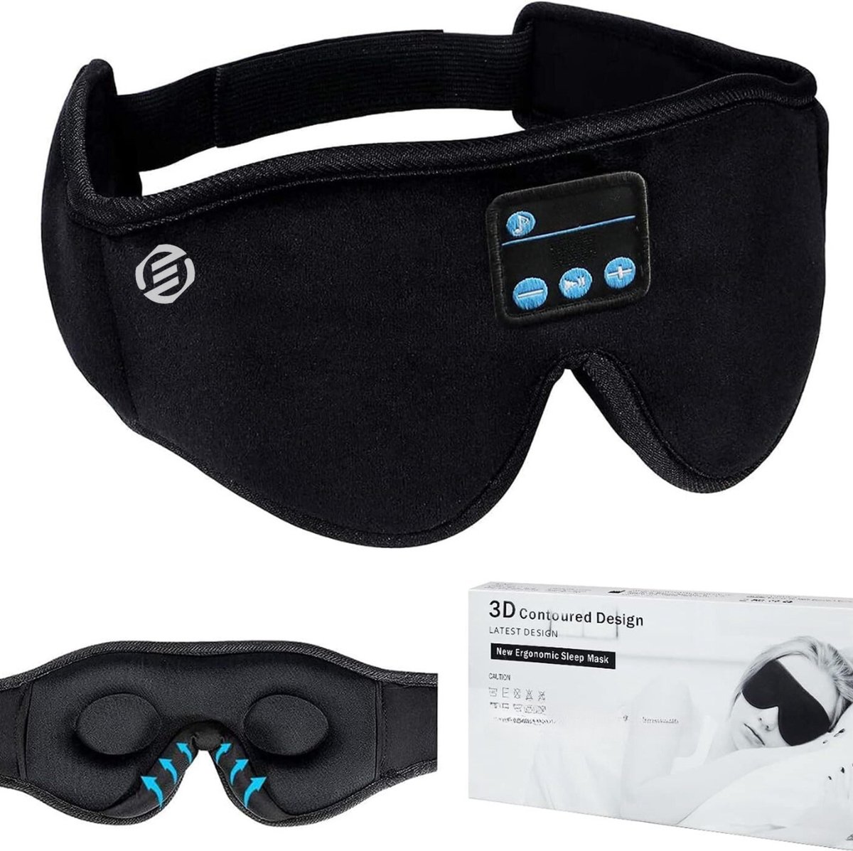 Equivera Slaapmasker Bluetooth - Slaap Koptelefoon - Hoofdband met Speakers - Mannen en Vrouwen - Slaapmasker met Speakers - 100% Verduisterend - Incl. White Noise en Binaural Beats