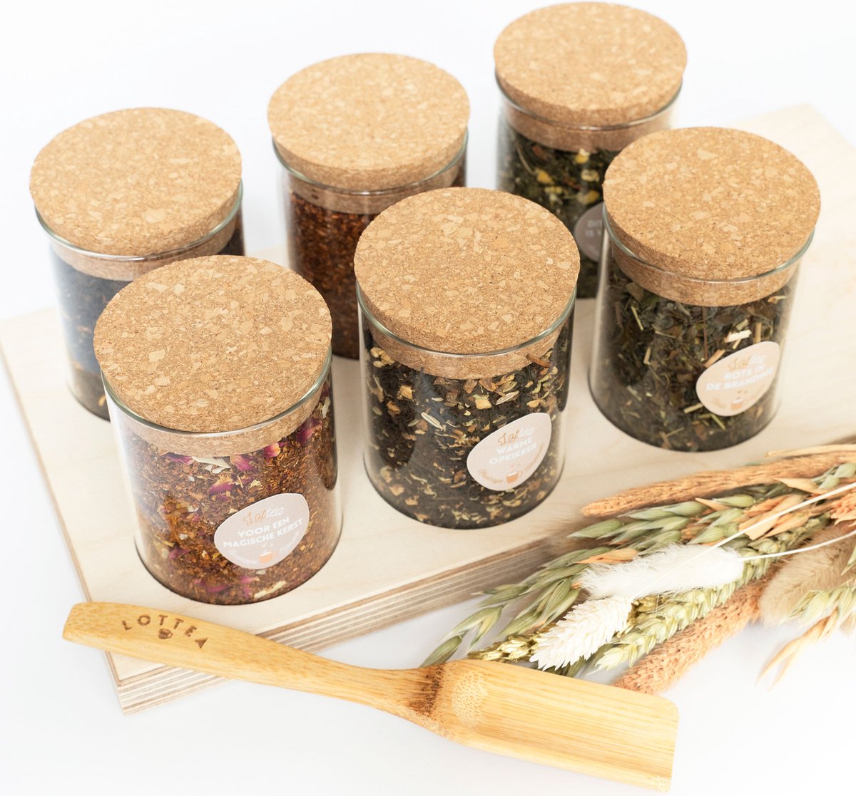 Het Theeplankje Theeplank Deluxe Kerst - theeplank, theeplank met potjes, theeplateau, thee geschenkset, theeset, thee cadeaupakket, thee pakket, thee cadeau, thee proeverij, kerst cadeau, kerstpakket – foto 2