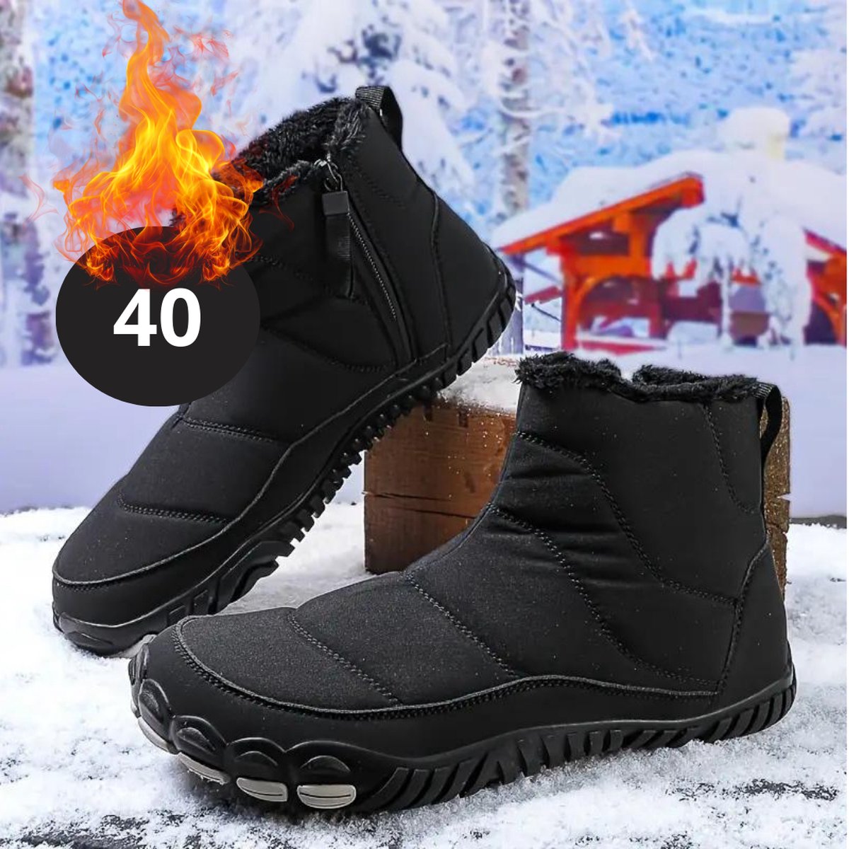 Bovista Snowboots Sneeuwschoenen Sneeuwboots Heren- Wintersport Ski Skischoenen – 40 Antislip Zwart