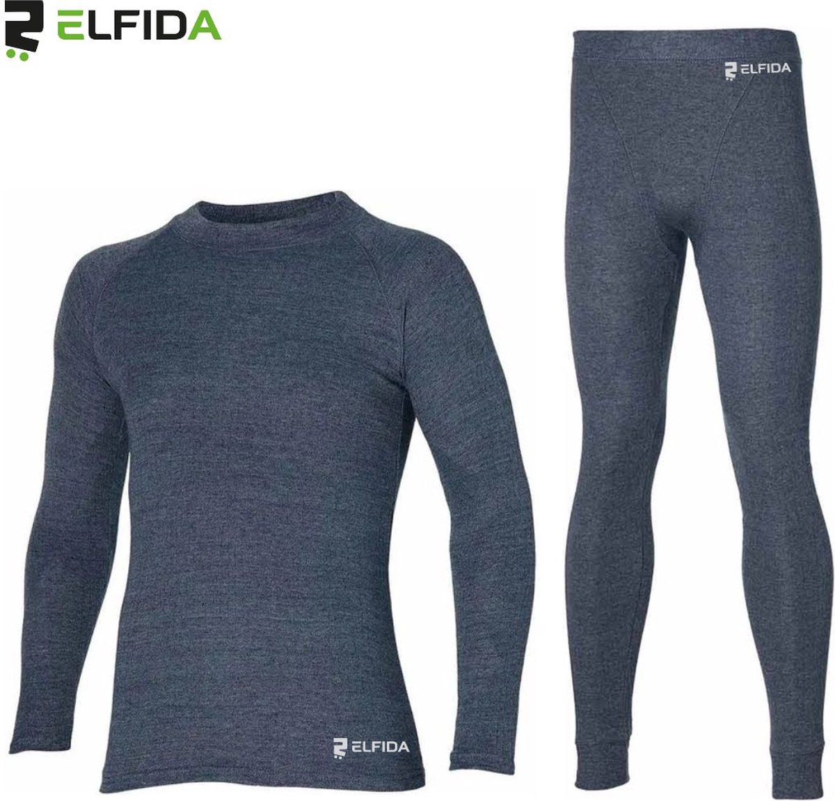 Elfida – Thermokleding Set Heren – Thermoshirt en Thermobroek Antraciet – Thermo Ondergoed Heren – Maat M