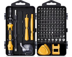 BOTC Precisie Schroevendraaierset Magnetisch - 122 Delige - Gereedschapset- Schroevendraaiers klein - Geel