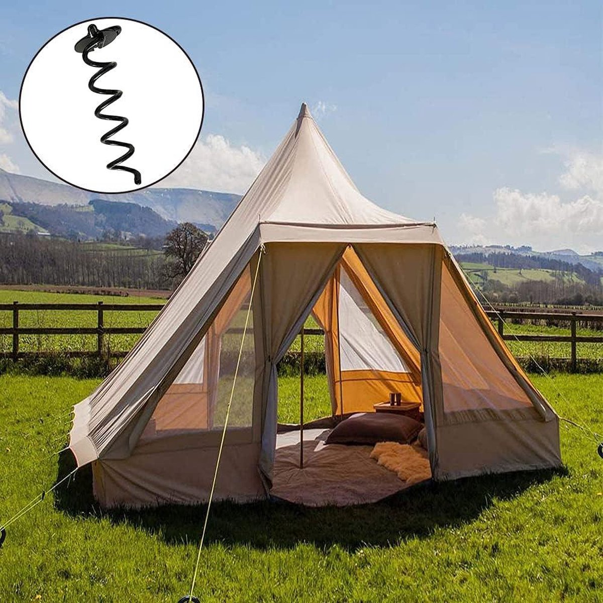 Goedkoopste Grondanker spiraalbodemverankering - verstelbare bevestiging voor trampolines, tenten, schuren, schommels - dierenbeveiliging - 28 cm zwart