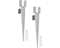 Set van 2 inslaghulzen - paaldragers verstelbaar 0-160 mm - thermisch verzinkt - voor houten palen