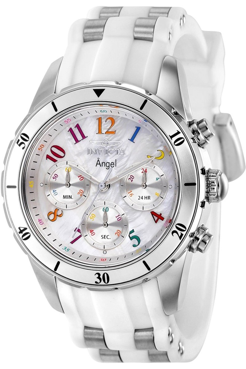 Invicta Angel 24903 Dames Horloge - Waterdicht - Analoog - Quartz Uurwerk - Roestvrij Staal met witte Wijzerplaat - 40mm