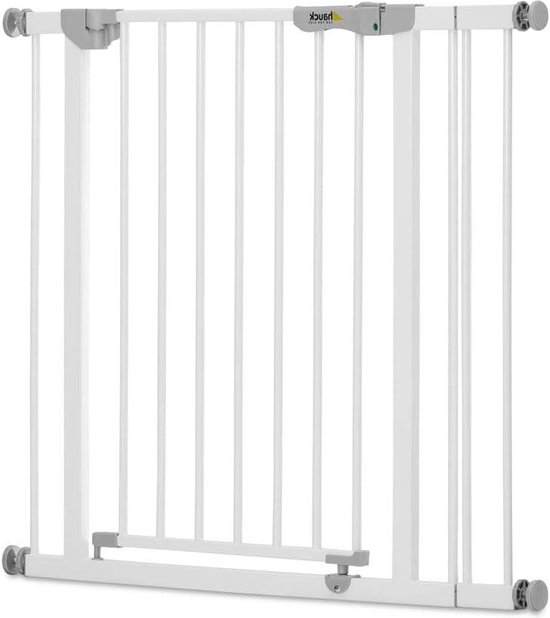 Aufun Deurbeschermingsrooster, trapbeschermingsrooster voor kinderen, auto-close babytraphek, deurrooster, zonder boren, 180° tweeweg-opening, 95-105 cm, zwart