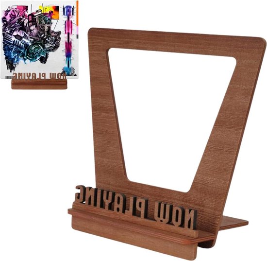 Emfogoo Vinylplatenopslag, metalen en houten vinylplatenhouder tot 80 lp- albums, 3-vaks platenspelerstandaard voor tijdschriften, boeken, bestanden, albums (zwart