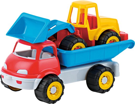 Foto: Androni wagen met graafmachine