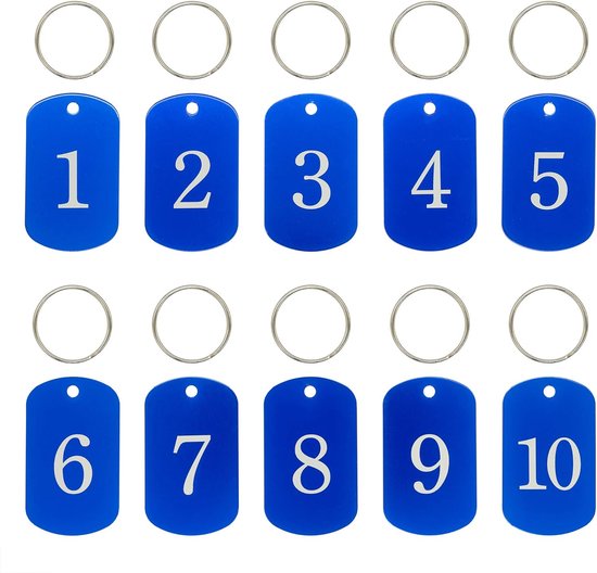 Sleutelhanger van aluminiumlegering metalen sleutelhanger, nummer ID-tags sleutelhanger, genummerde sleutelhangers, 10 stuks - blauw -1 tot 10 Sleutelhanger van aluminiumlegering metalen sleutelhanger, nummer ID-tags sleutelhanger, genummerde sleutelhangers, 10 stuks - blauw -1 tot 10