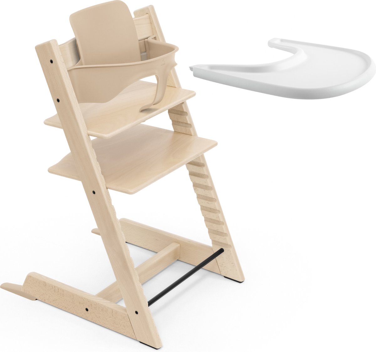Stokke Tripp Trapp-kinderstoel (naturel), Stokke-dienblad (wit)
