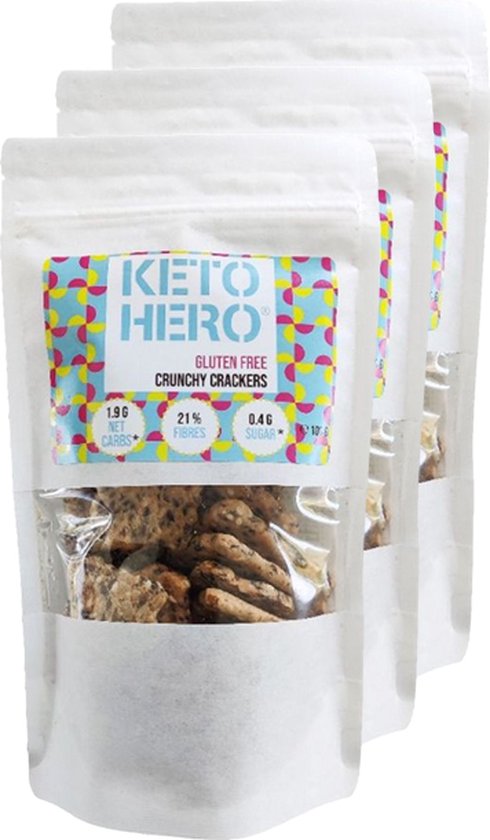 KETO LOCA | Crunchy Crackers | 3 stuks | 3 x 100 gram | Eiwitrijke voeding | Koolhydraatarme Crackers
