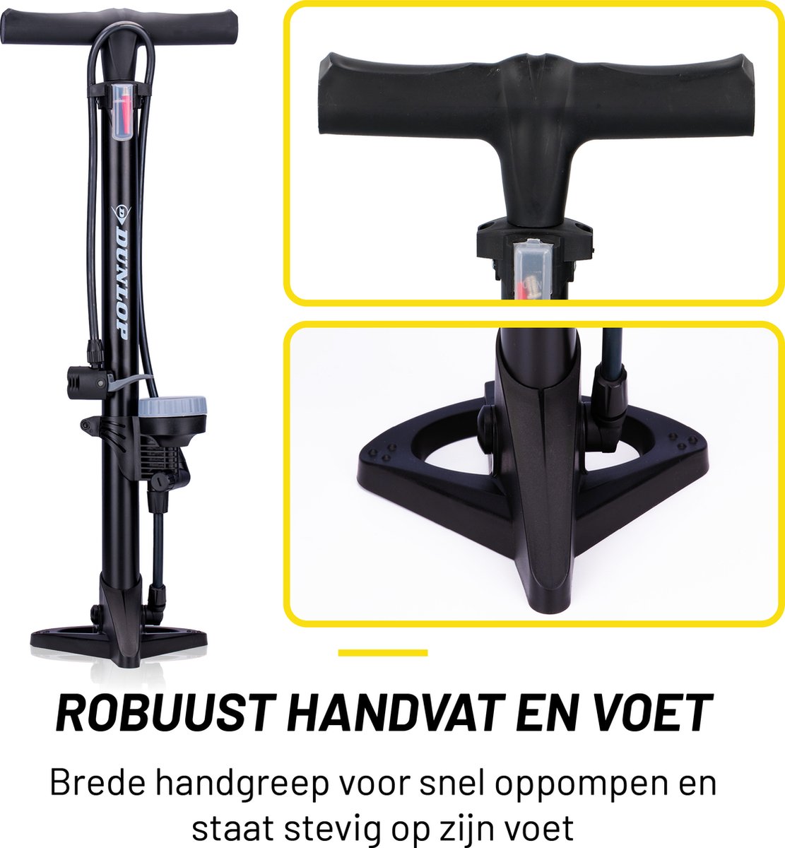 Fietspomp met manometer voetbediening