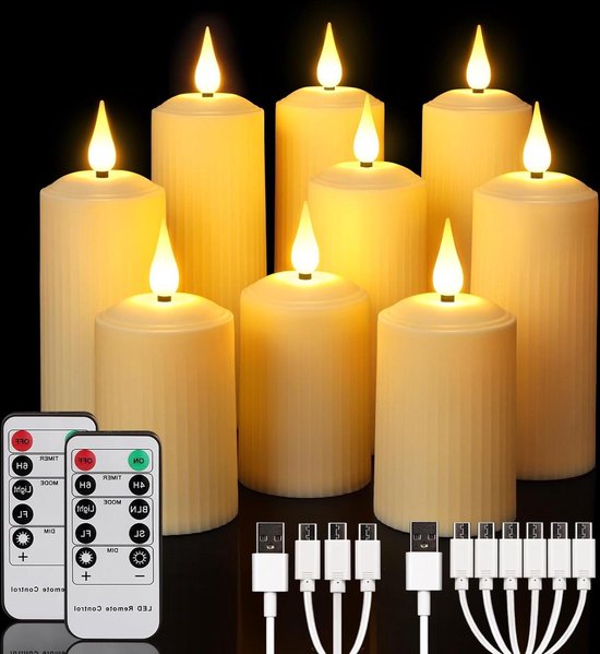 Led Kaars 3-delig met afstandsbediening taupe