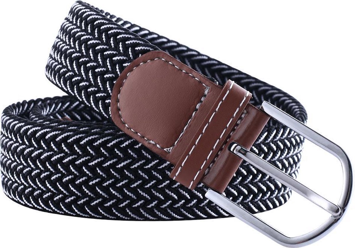 Actie4you® - Elastische Geweven Riem - Gevlochten Riem - Canvas Riem - Unisex - 105CM - Zwart Wit Mix