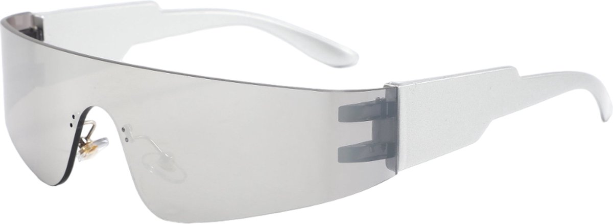 ICCLUB - Rave Bril - Festival Bril - Spiegelglas - Y2K - Techno Bril - Unisex - Silver - Chrome - Grijs
